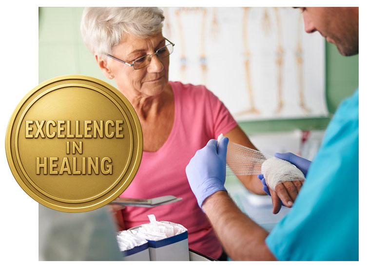 Image of woman getting her wounds cared for