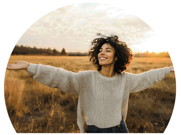 Woman happy and living life. Ready for your next journey...